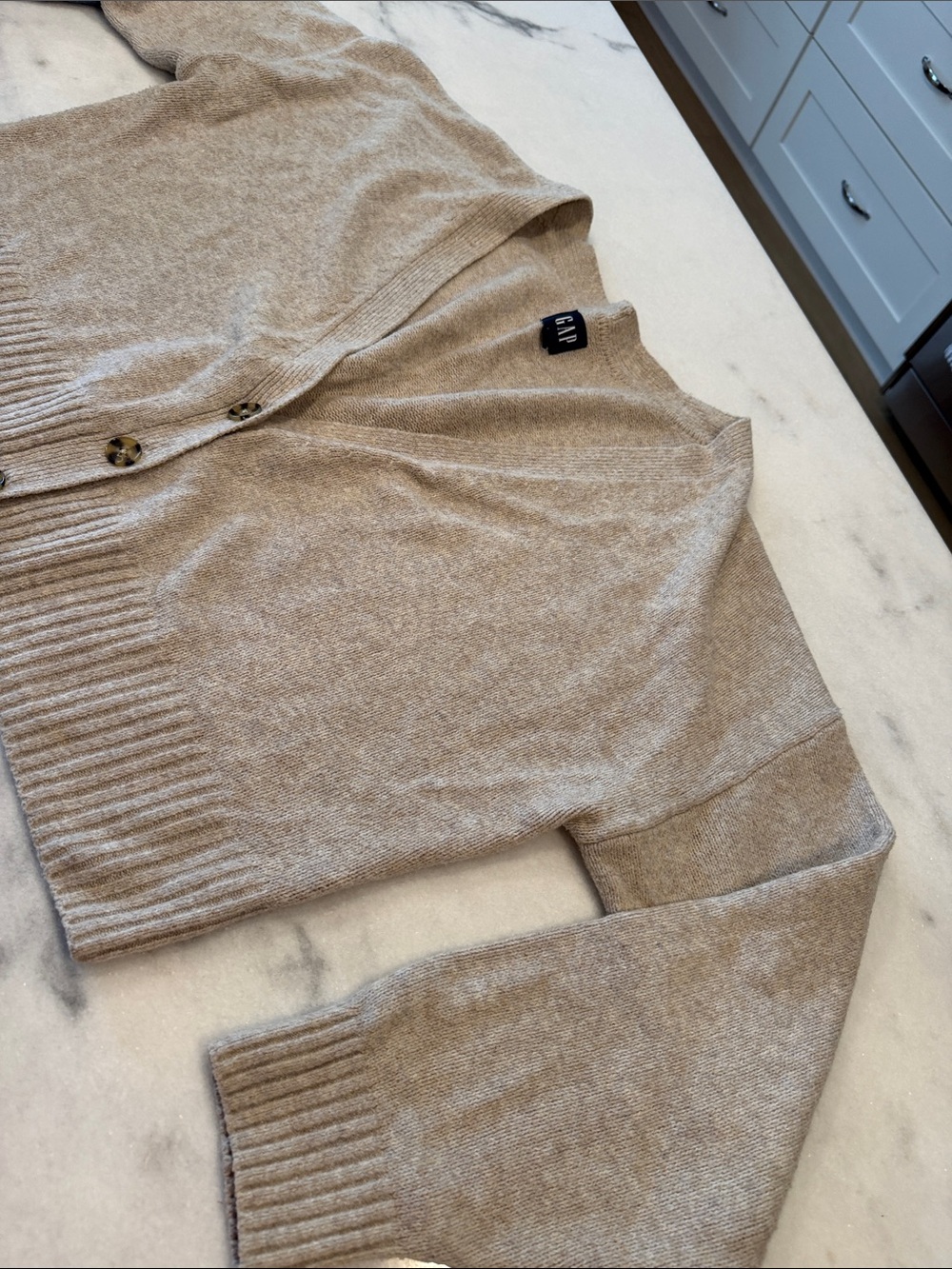 GAP Men's Beige Button-Front V-Neck Cardigan